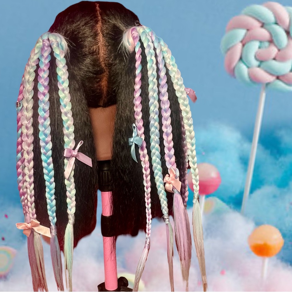 “Cotton Candy” Ponytail Extensions-Braids